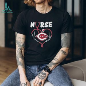 Cincinnati Baseball Nurse T Shirt It's A Work Of Heart Stethoscope Design