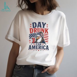 Day Drunk For America Eagle Sunglasses American Flag Patriotic T Shirt