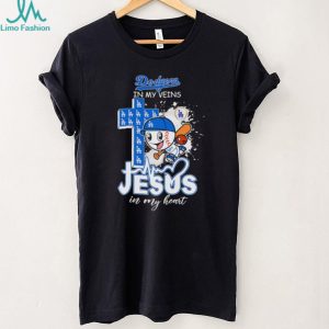 Dodgers In My Veins Jesus In My Heart Baseball T Shirt Christian LA Baseball Fan Gift T Shirt