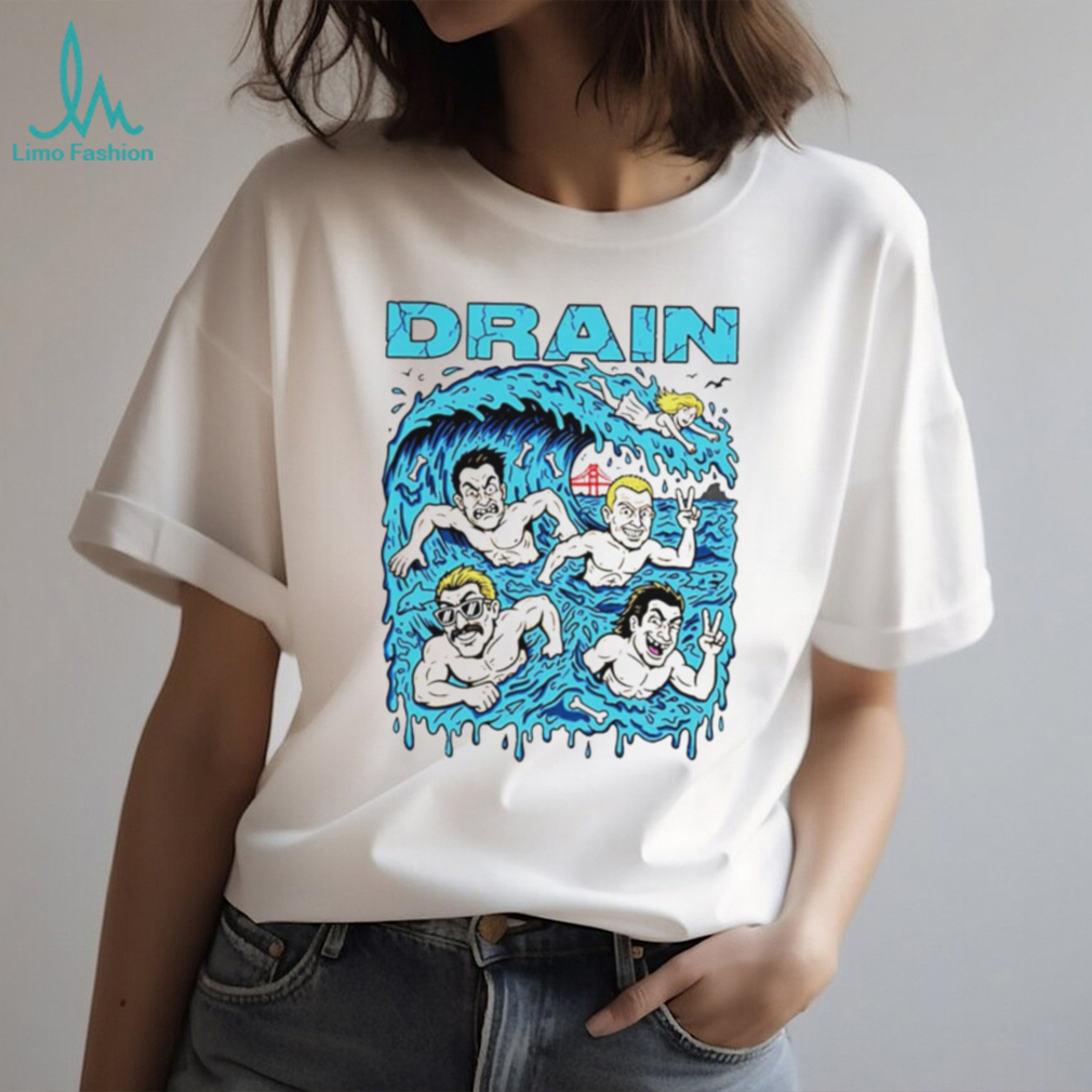 Drain Band Ocean Wave Golden Gate Surfer Graphic T Shirt Drain Band Ocean Wave Golden Gate Surfer Graphic T Shirt