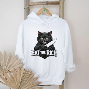 Eat The Rich Black Cat Knife Funny Sarcastic Animal Lover T Shirt