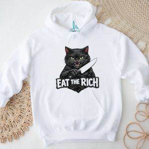 Eat The Rich Black Cat Knife Funny Sarcastic Animal Lover T Shirt