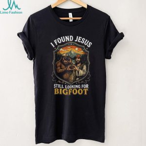 Funny Bigfoot And Jesus Hiking Forest Nature T Shirt