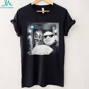 Funny Front Door Camera Motion Alert Pig With Money Graphic T Shirt