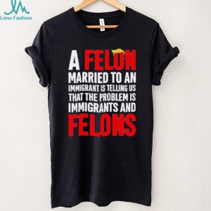 Funny Political Quote A Felon Married to an Immigrant Satire T Shirt