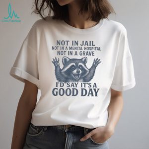 Funny Raccoon Not In Jail... Good Day Sarcastic Humor T Shirt