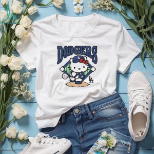 Hello Kitty Los Angeles Dodgers T Shirt Kawaii MLB Baseball Gear