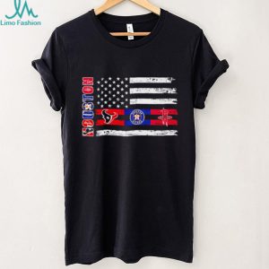 Houston Sports Teams American Flag Distressed Graphic T Shirt
