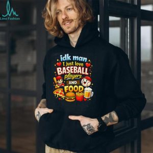 I Just Love Baseball Players and Food Funny Cartoon Sports T Shirt