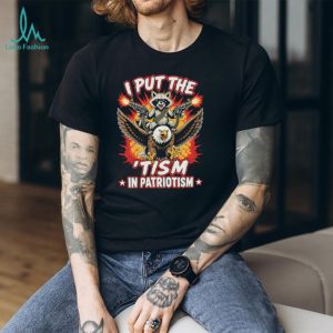 I Put The Tism In Patriotism Raccoon Riding Eagle Gun T Shirt