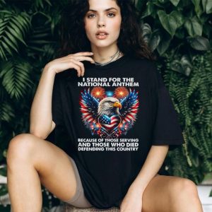 I Stand For The National Anthem Patriotic American Eagle Fireworks T Shirt