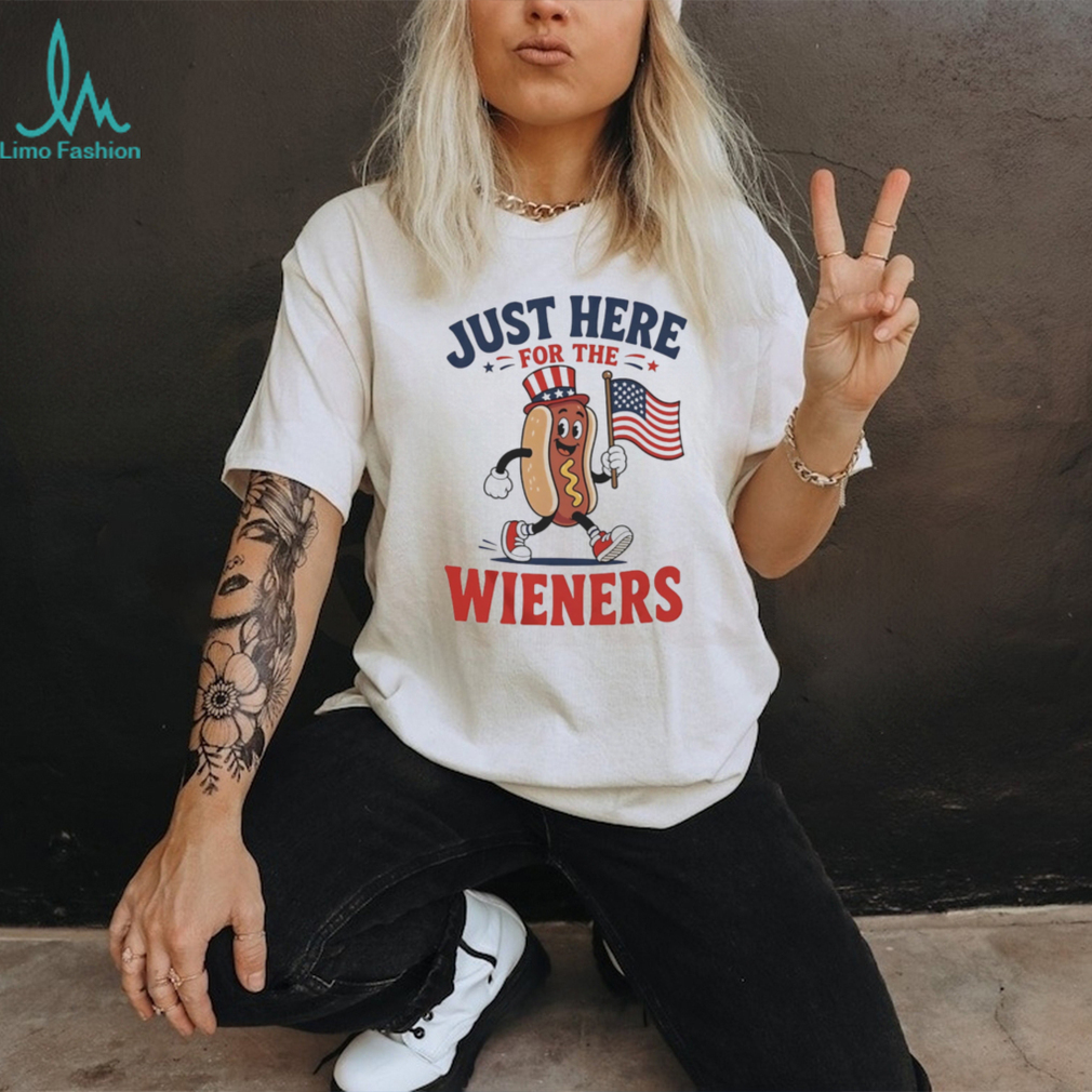 Just Here For The Wieners Funny 4th of July Hot Dog Character T Shirt Just Here For The Wieners Funny 4th of July Hot Dog Character T Shirt