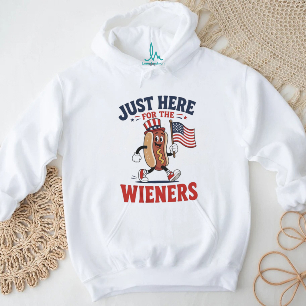 Just Here For The Wieners Funny 4th of July Hot Dog Character T Shirt Just Here For The Wieners Funny 4th of July Hot Dog Character T Shirt