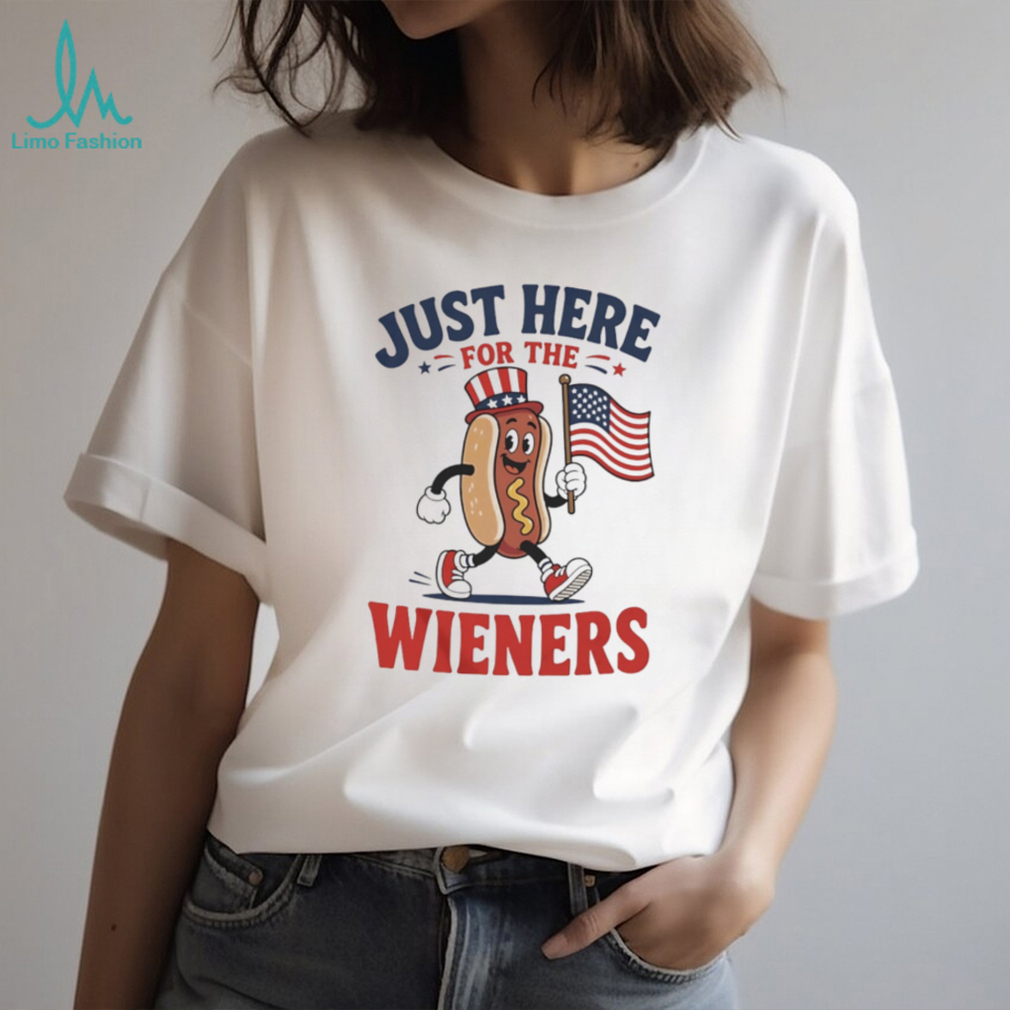 Just Here For The Wieners Funny 4th of July Hot Dog Character T Shirt Just Here For The Wieners Funny 4th of July Hot Dog Character T Shirt
