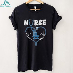 Los Angeles Baseball Nurse T Shirt Blue Stethoscope Heart Nursing Gift