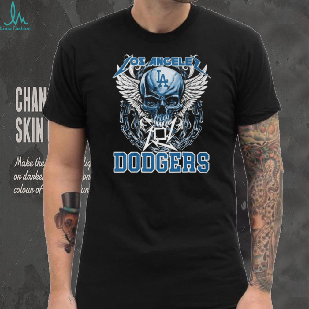 Los Angeles Dodgers Skull and Wings Heavy Metal T Shirt LA Dodgers Fan Merch Los Angeles Dodgers Skull and Wings Heavy Metal T Shirt LA Dodgers Fan Merch