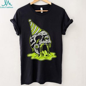 Melting Skull Party Hat Neon Slime Alternative Art T Shirt