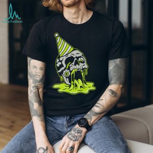 Melting Skull Party Hat Neon Slime Alternative Art T Shirt