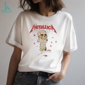 Metallica One Skull Mummy Band Graphic White T Shirt