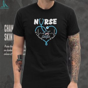 Miami Marlins Blue Baseball Logo Stethoscope Heart Nurse Work Of Heart T Shirt