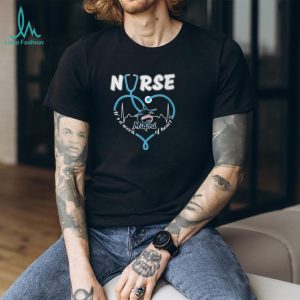Miami Marlins Blue Baseball Logo Stethoscope Heart Nurse Work Of Heart T Shirt