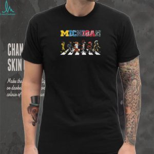 Michigan State Sport Mascots Walking On Road Abbey Road Theme Colorful Character T Shirt