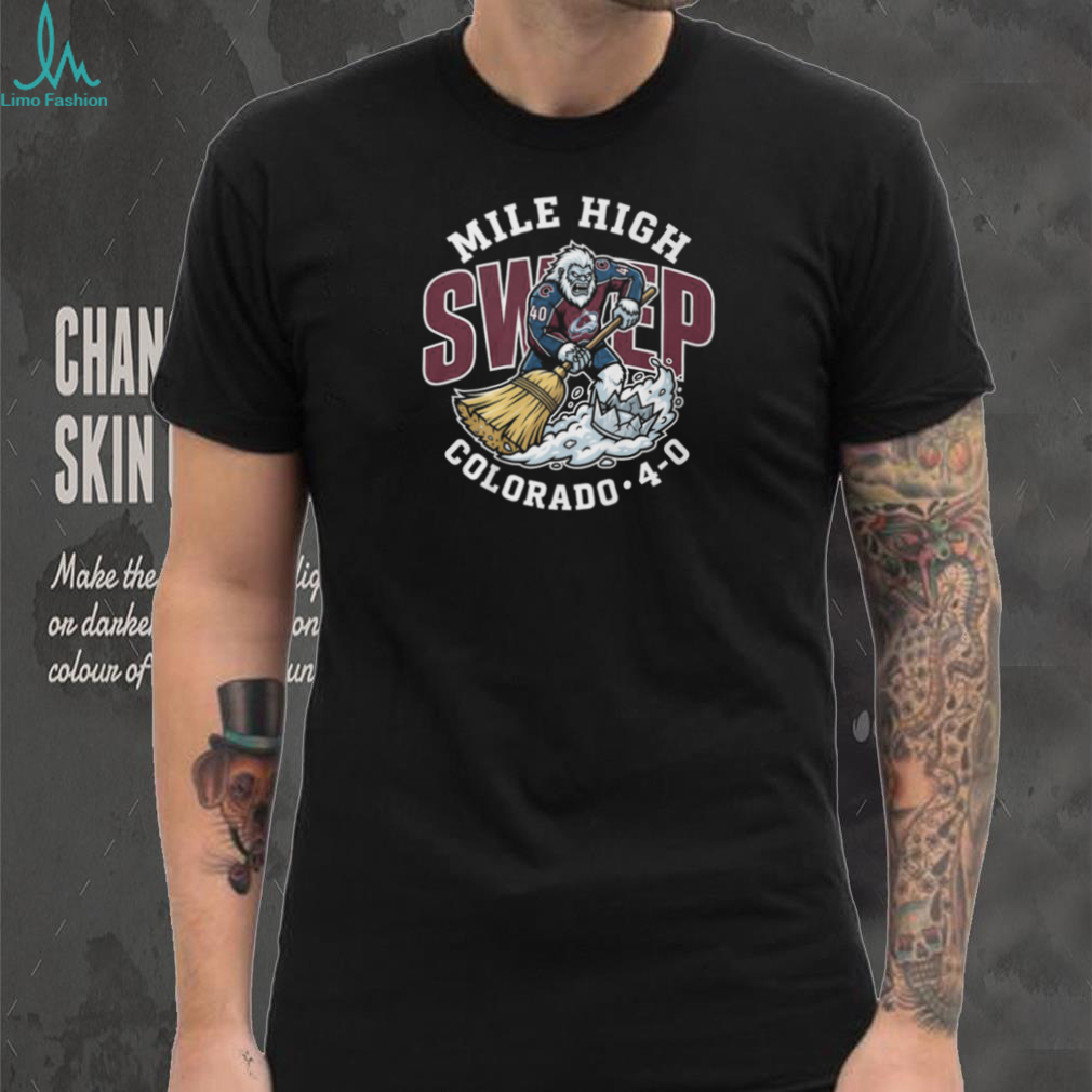Mile High Sweep Colorado Yeti Hockey Mascot With Broom Sports Fan T Shirt Mile High Sweep Colorado Yeti Hockey Mascot With Broom Sports Fan T Shirt