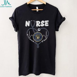 Milwaukee Baseball Nurse T Shirt It's A Work Of Heart Stethoscope Design
