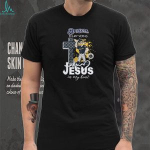 Milwaukee Brewers Bernie Brewer Mascot Cross Heartbeat Jesus In My Heart Fan T Shirt