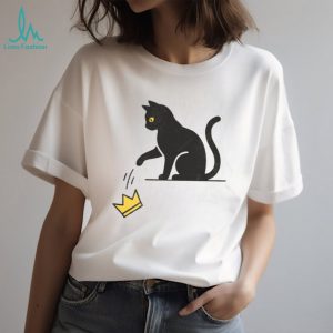 Minimalist Black Cat Knocking Over Crown Graphic T Shirt