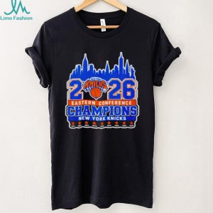 New York Knicks 2026 Eastern Conference Champions 9x Time skyline shirt