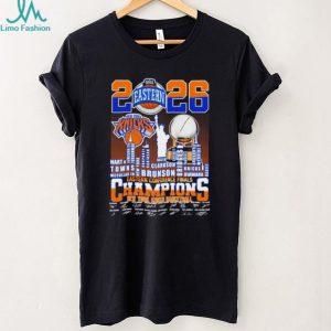New York Knicks Basketball Eastern Conference Champions 2026 skyline signatures shirt