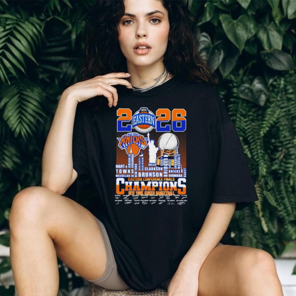 New York Knicks Basketball Eastern Conference Champions 2026 skyline signatures shirt New York Knicks Basketball Eastern Conference Champions 2026 skyline signatures shirt