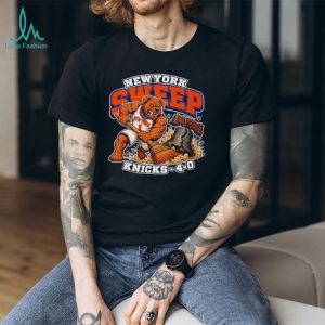 New York Knicks Sweep Kicks 4 0 mascot shirt