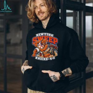 New York Knicks Sweep Kicks 4 0 mascot shirt