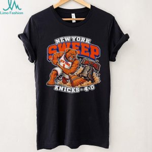 New York Knicks Sweep Kicks 4 0 mascot shirt