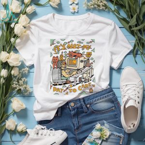 Not My Day To Care Retro Computer Cat Aesthetic T Shirt