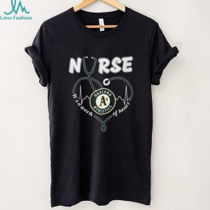 Oakland Athletics Nurse T Shirt MLB Nursing Heart Healthcare Fan Gift