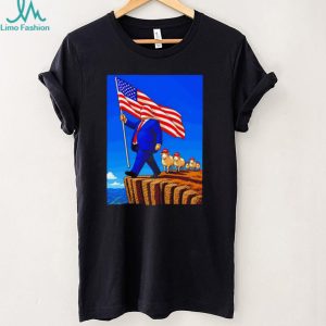 Patriotic American Flag Sheep Cliff Political Satire Illustration Graphic T Shirt