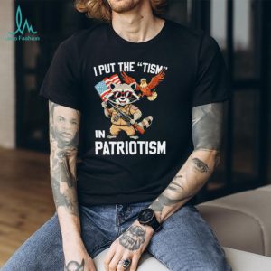 Patriotic Raccoon Soldier American Flag Graphic T Shirt