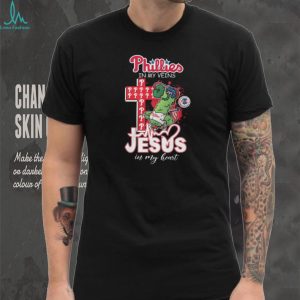 Philadelphia Phillies Phillie Phanatic Mascot Cross Heartbeat Jesus In My Heart T Shirt