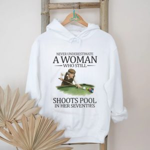 Pool Player Senior Woman Shoots Pool In Seventies Billiards T Shirt