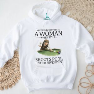 Pool Player Senior Woman Shoots Pool In Seventies Billiards T Shirt