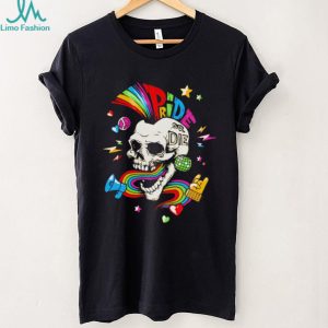 Pride or Die Rainbow Skull Disco Party Graphic T Shirt