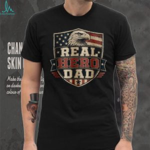 Real Hero Dad T Shirt American Flag Eagle Shield Patriotic Men's T Shirt