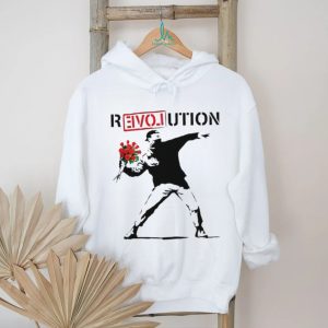Revolution Banksy Style Flower Thrower Art Graphic T Shirt