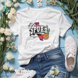 San Antonio Spurs Basketball Established 1988 Vintage Style T Shirt Texas State Map Cactus & Cowboy Hat NBA Fan Apparel