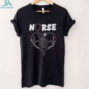 San Diego Baseball Nurse T Shirt It's a Work of Heart Stethoscope T Shirt