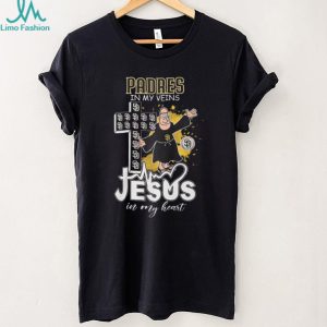 San Diego Padres Religious Fan T Shirt Padres in my Veins Jesus in my Heart Friar Mascot Apparel