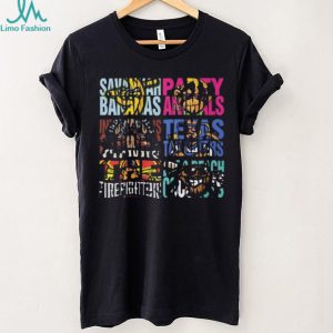 Savannah Bananas Party Animals Firefighters Colorful Mascot Grid T Shirt